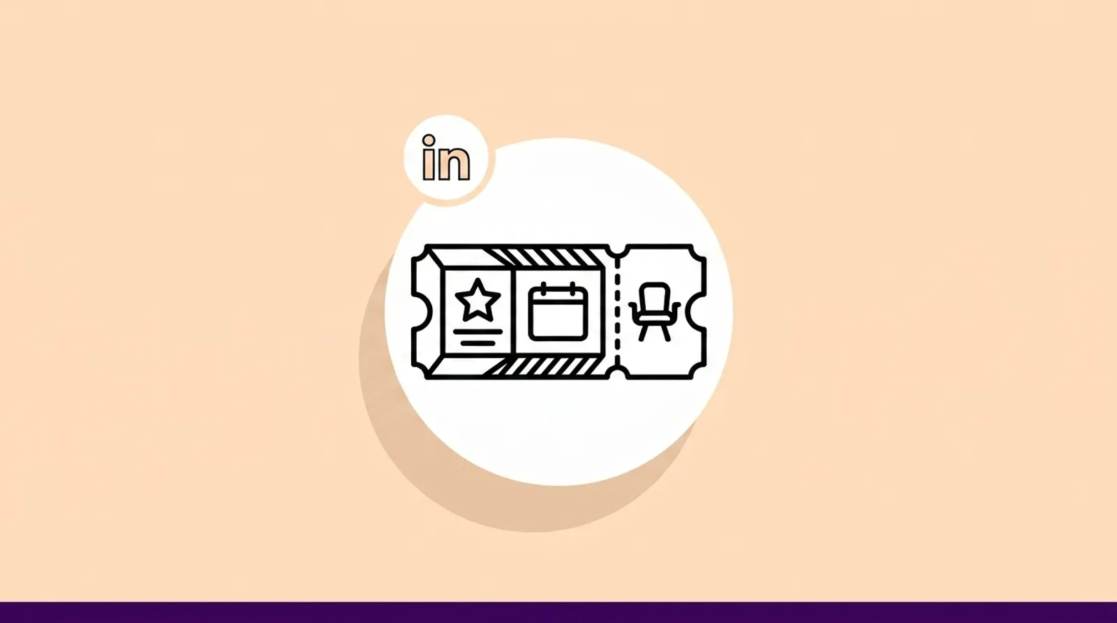 a minimalist line illustration of an event ticket with the LinkedIn logomark.