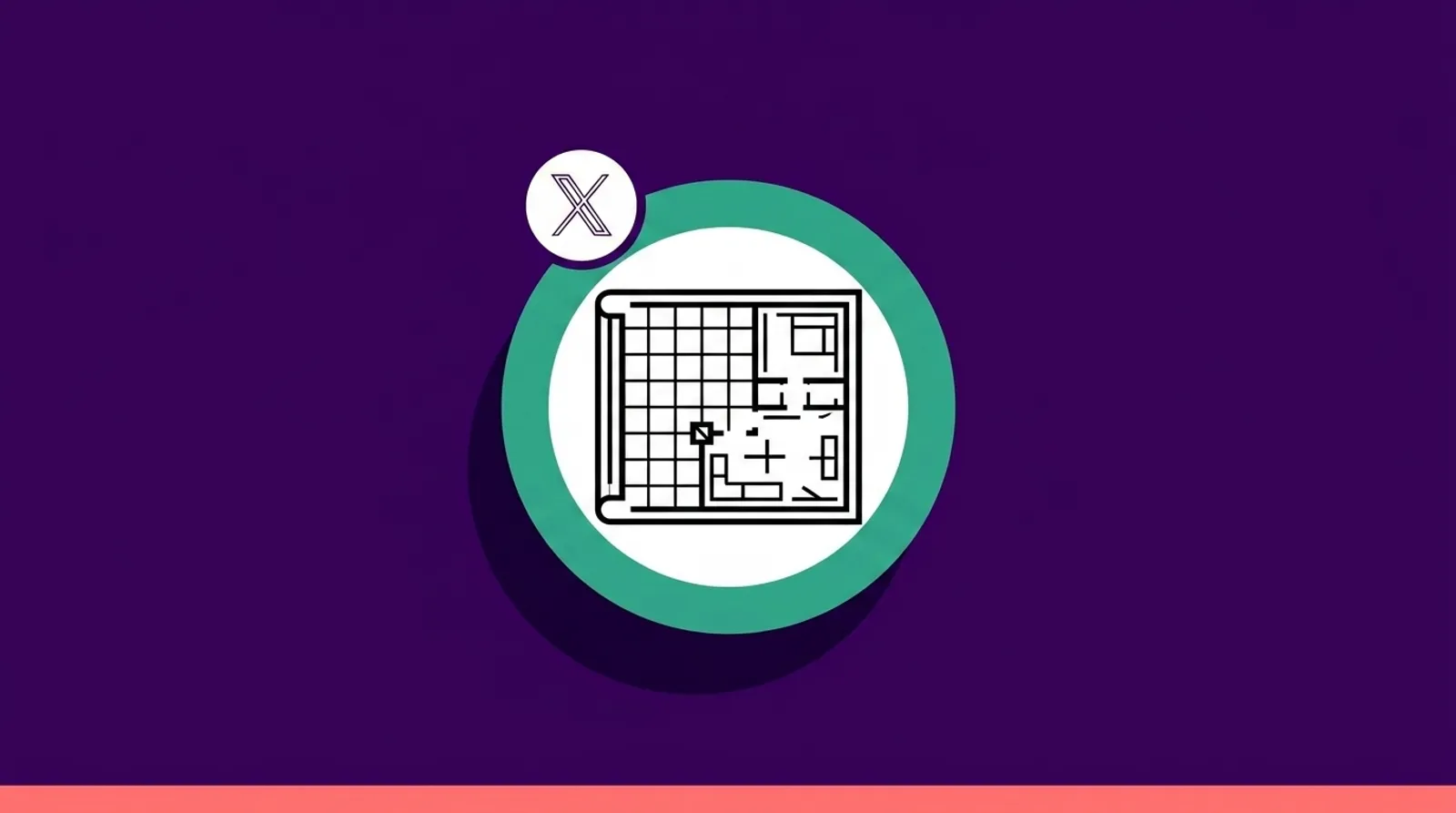 a minimalist line illustration of a blueprint with the X logomark.