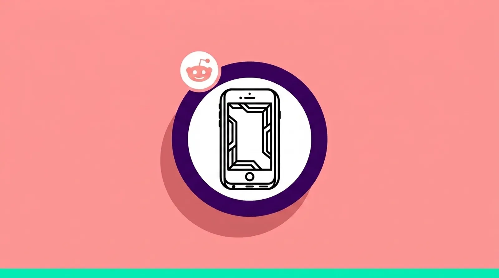 a minimalist line illustration of a smartphone with the Reddit logomark.
