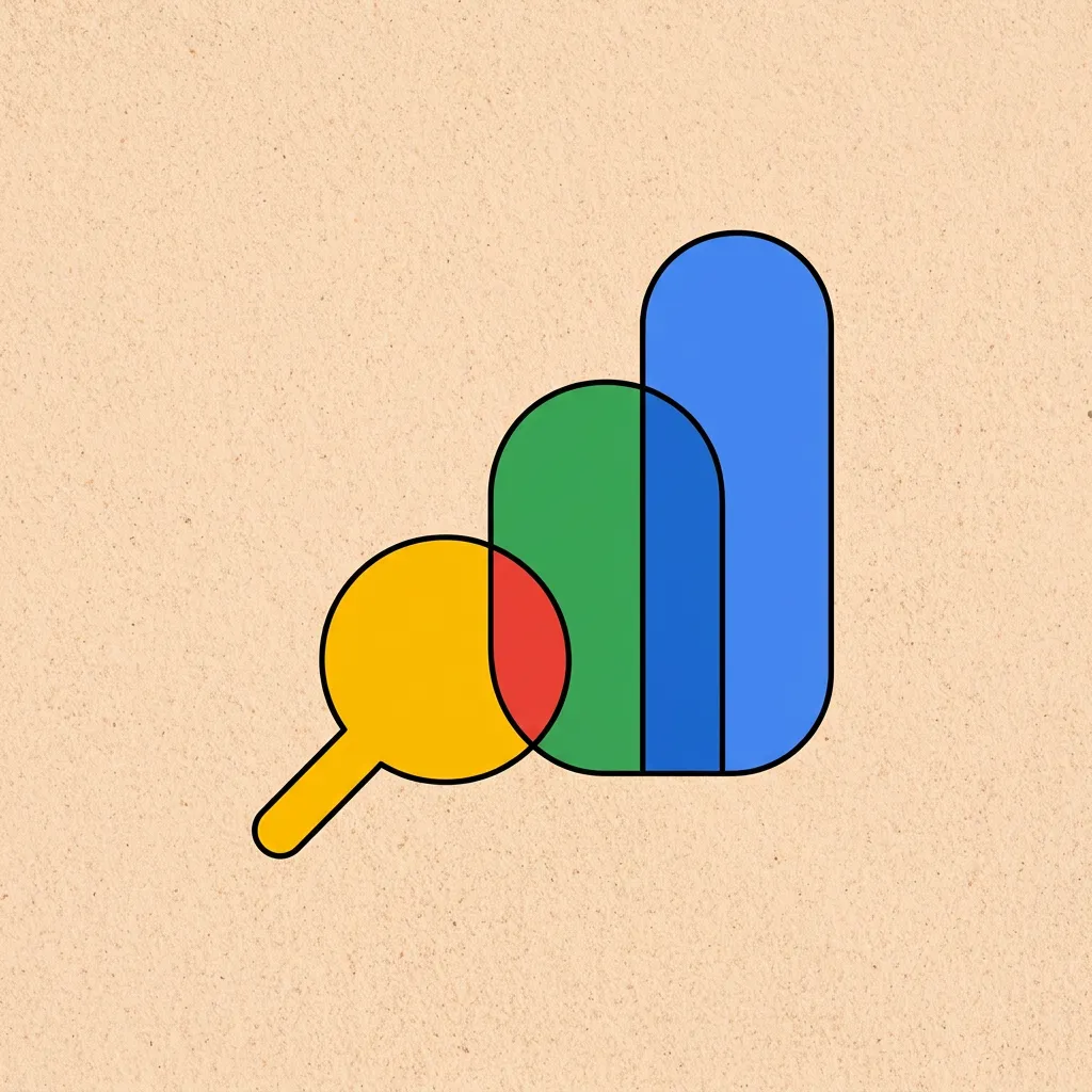 a minimalist line illustration of the bar chart with the Google logomark.