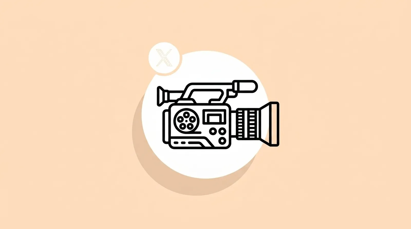 a minimalist line illustration of the video camera with the X logomark.