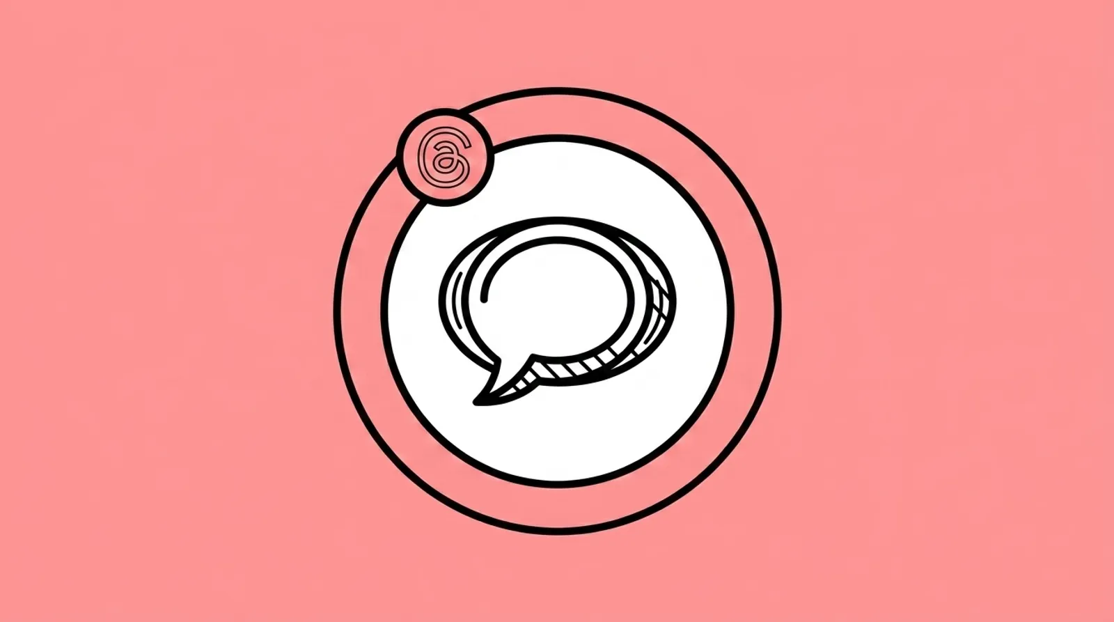 a minimalist line illustration of the speech bubble with the Threads logomark.