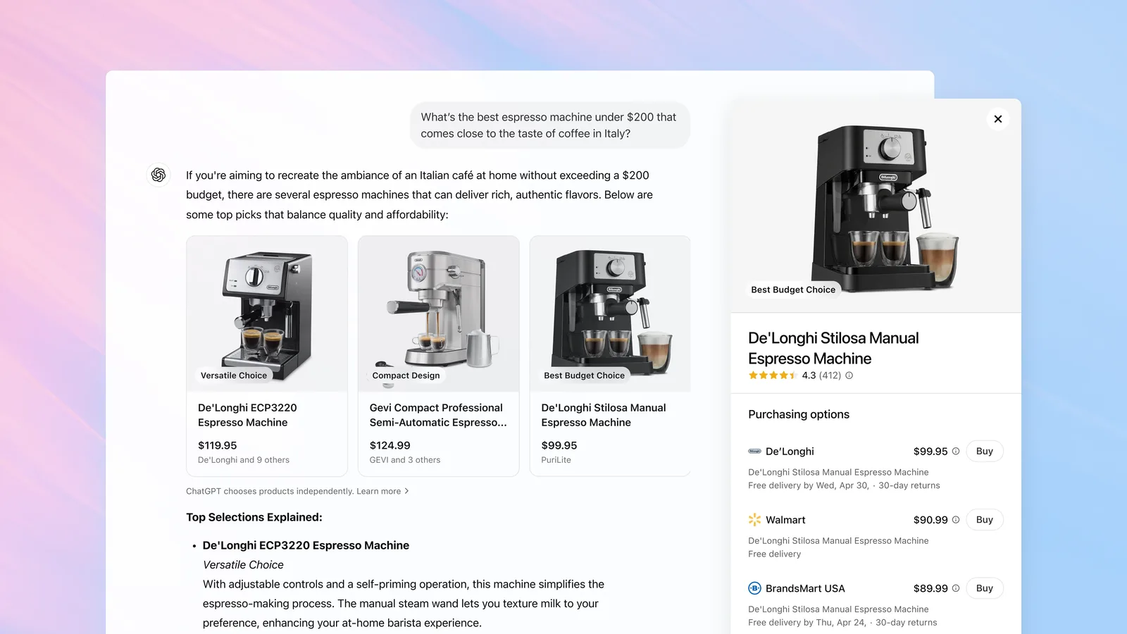 OpenAI search product recommendations