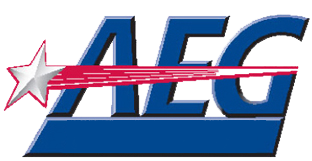 Anschutz Entertainment Group logo with stylized blue letters AEG and a red shooting star.
