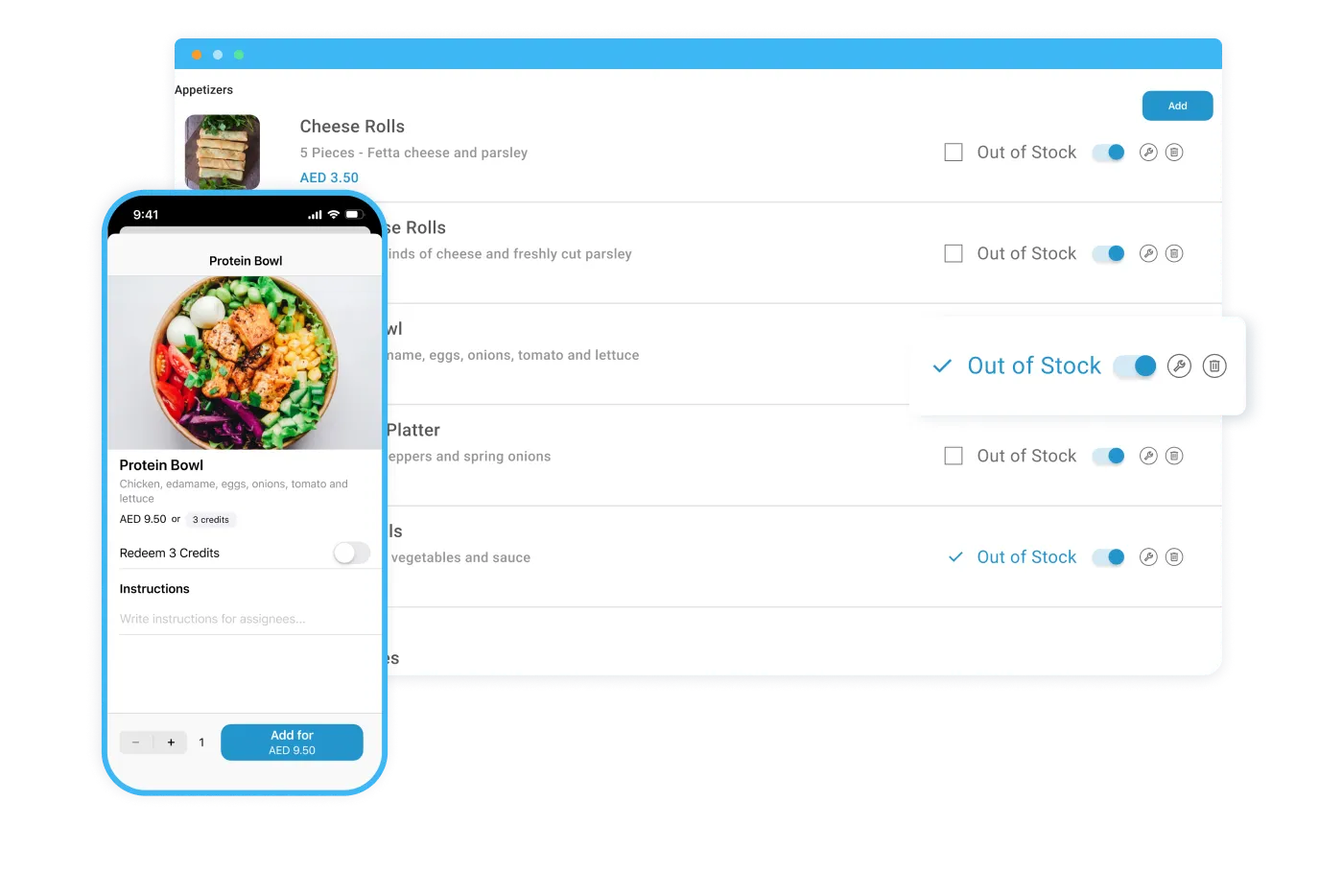 Dashboard mockup