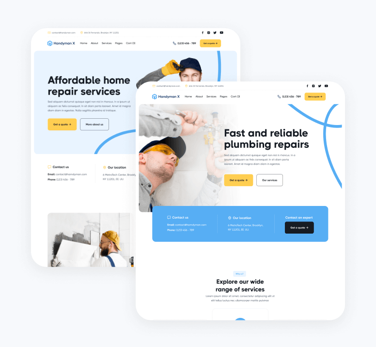 Handyman X - 22+ Pages - Handyman Webflow Template