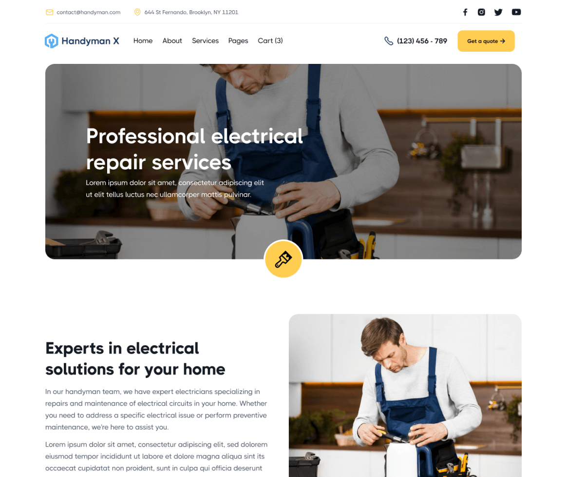 Handyman X - Services Single Page - Handyman Webflow Template