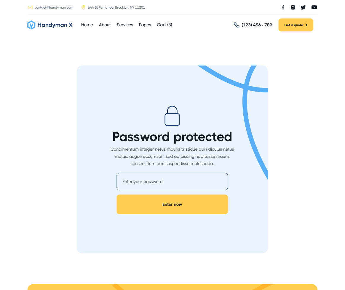Handyman X - Password Protected Utility Page - Handyman Webflow Template