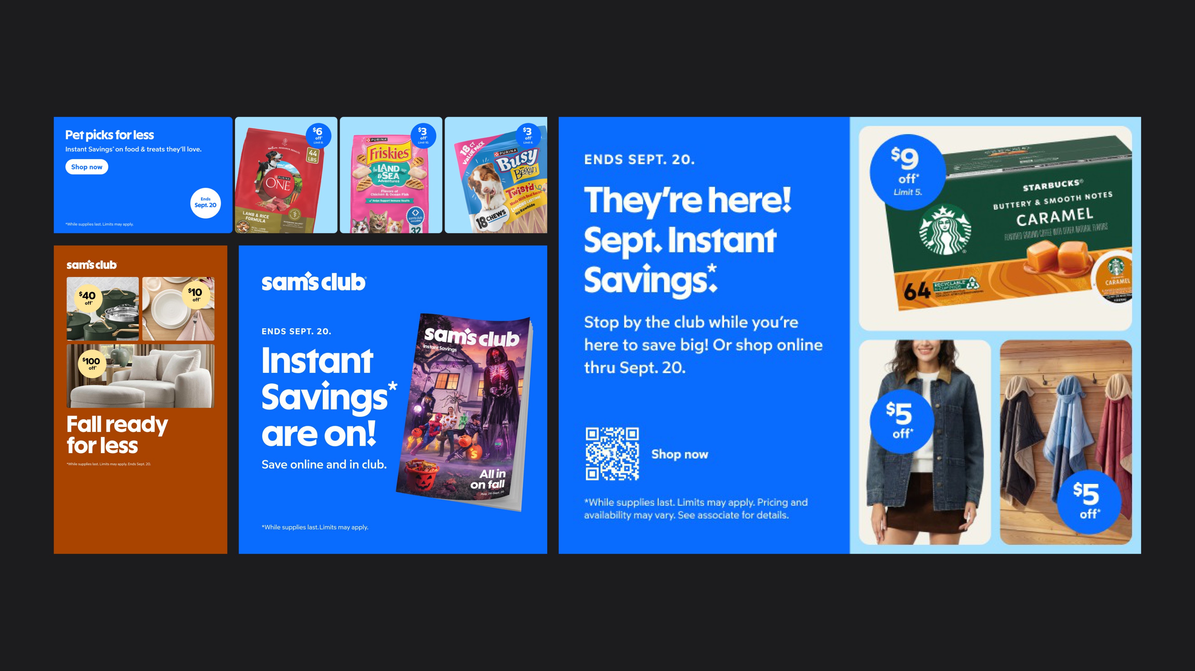 September Instant Savings digital ad units in the seasonal theme