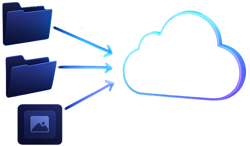 Image illustrating files moving to cloud storage