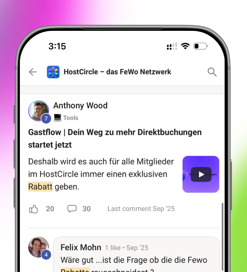 Einblick in die Community mit einem Post der zu einem Offline-Meeting aufruft in der Community