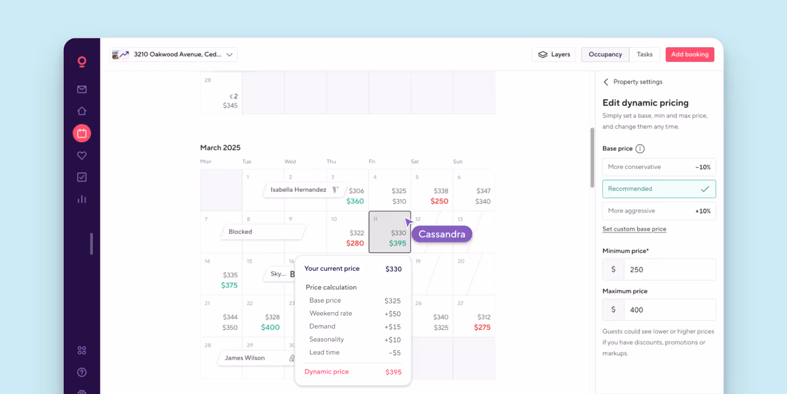 Screenshot von Hospitables Dynamic Pricing Feature