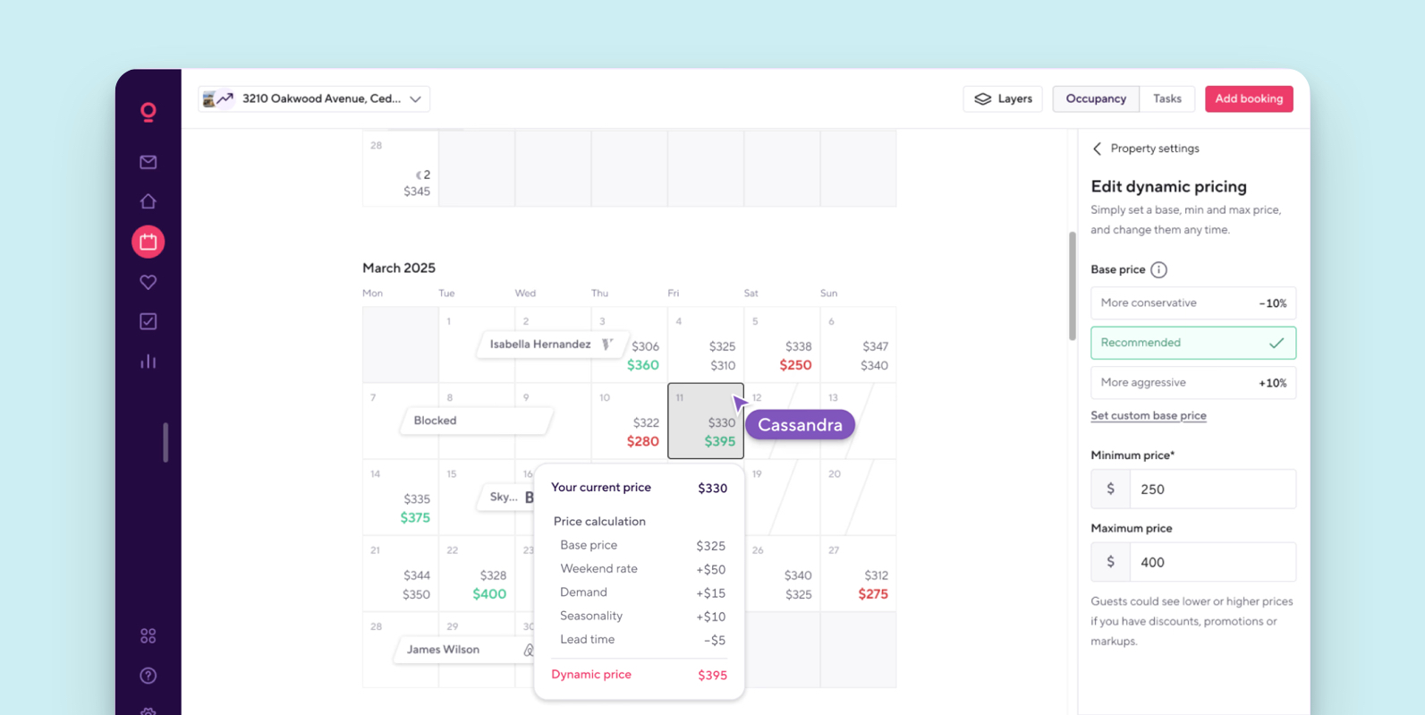 Screenshot von Hospitables Dynamic Pricing Feature