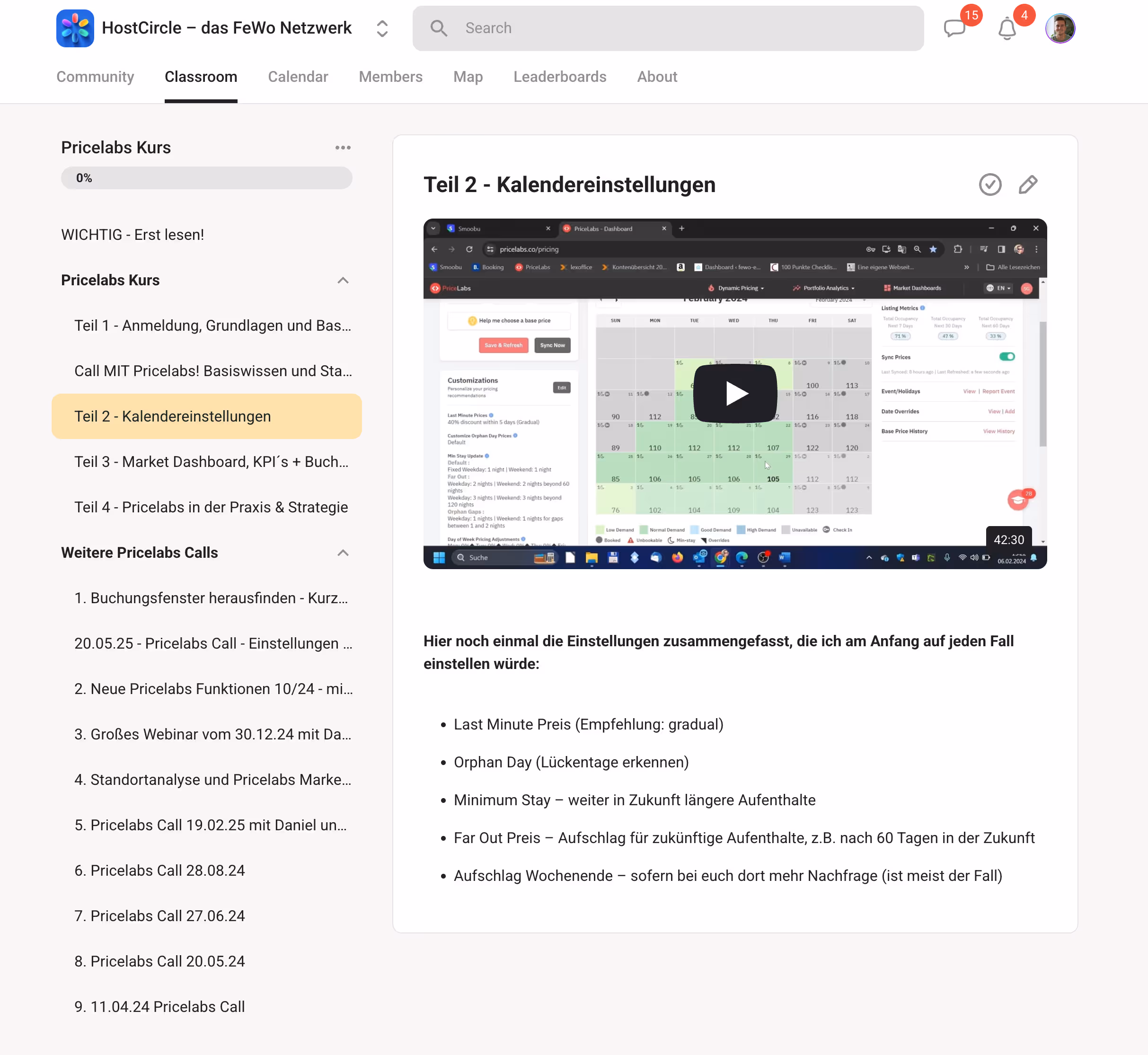 Kursinhalte von dem deutschsprachigen Pricelabs Kurs von Sebastian Gebel