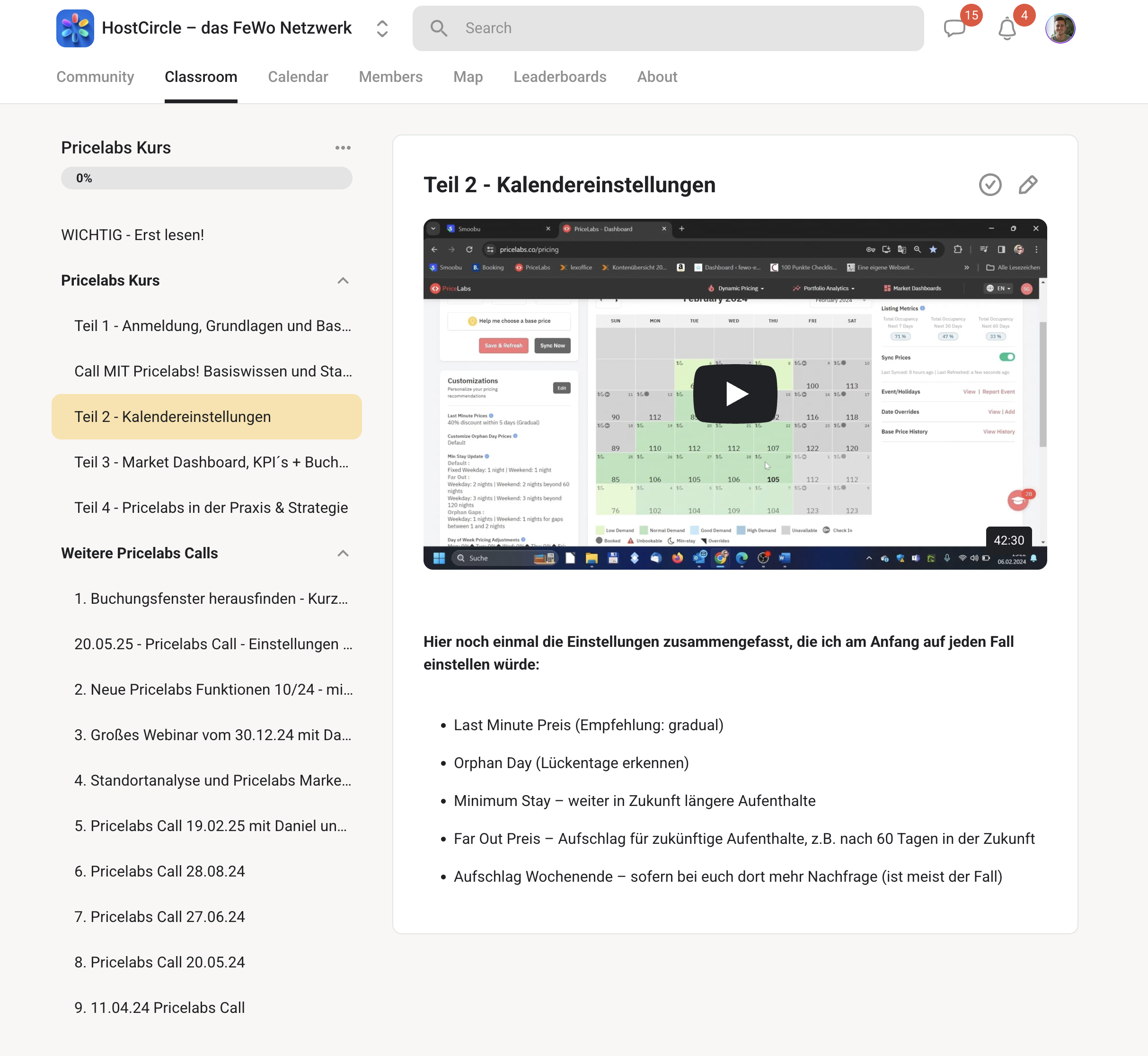Kursinhalte von dem deutschsprachigen Pricelabs Kurs von Sebastian Gebel