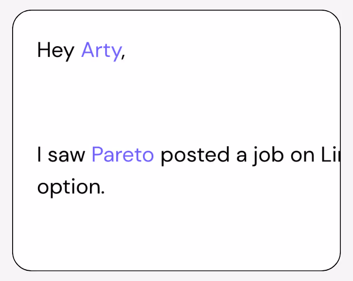 Screenshot of a Cold Outreach Message