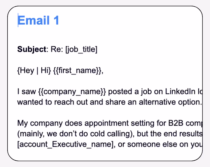Screenshot of an example for copywriting text.