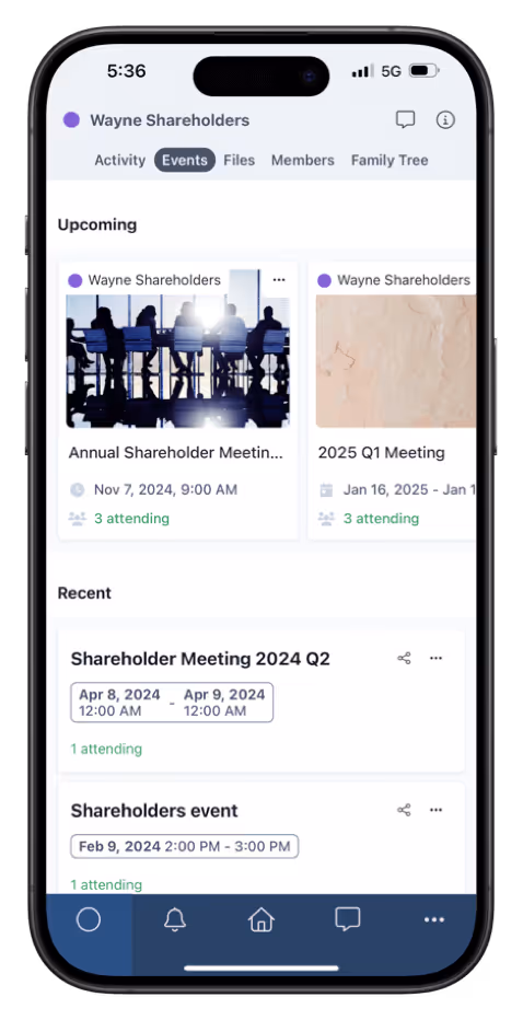 familyOS - iPhone with space and newsfeed feature