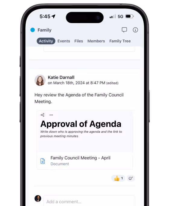 familyOS - iPhone with Newsfeed feature