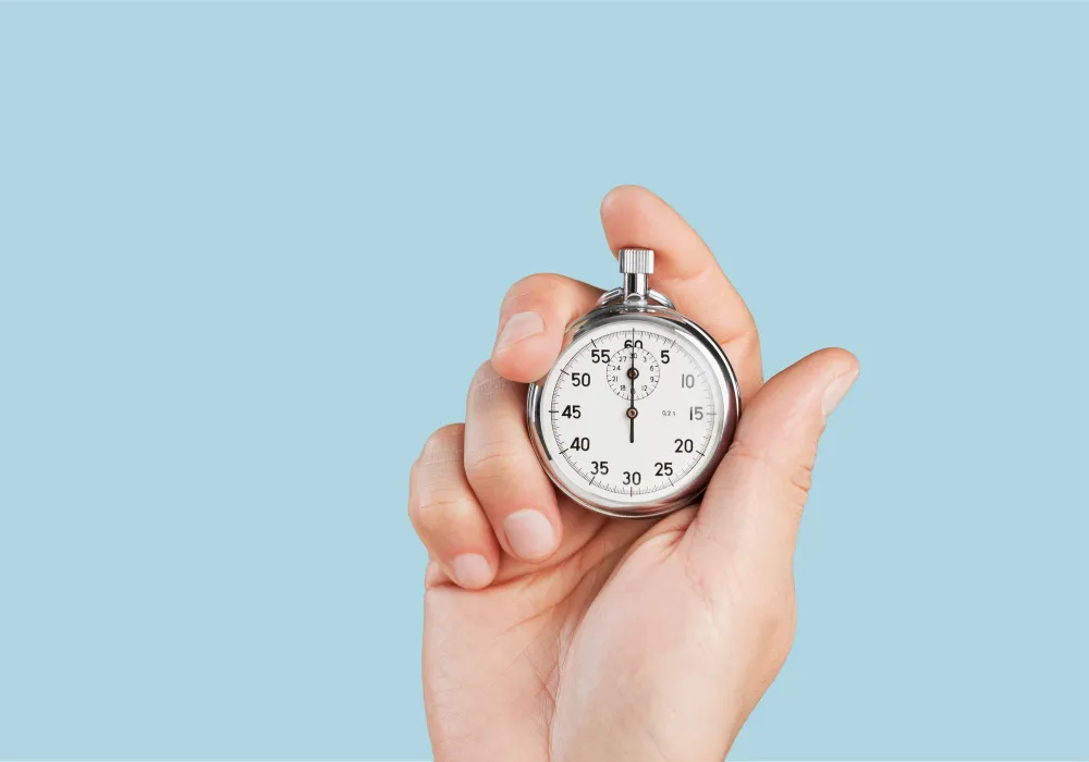 Person holding a stop watch