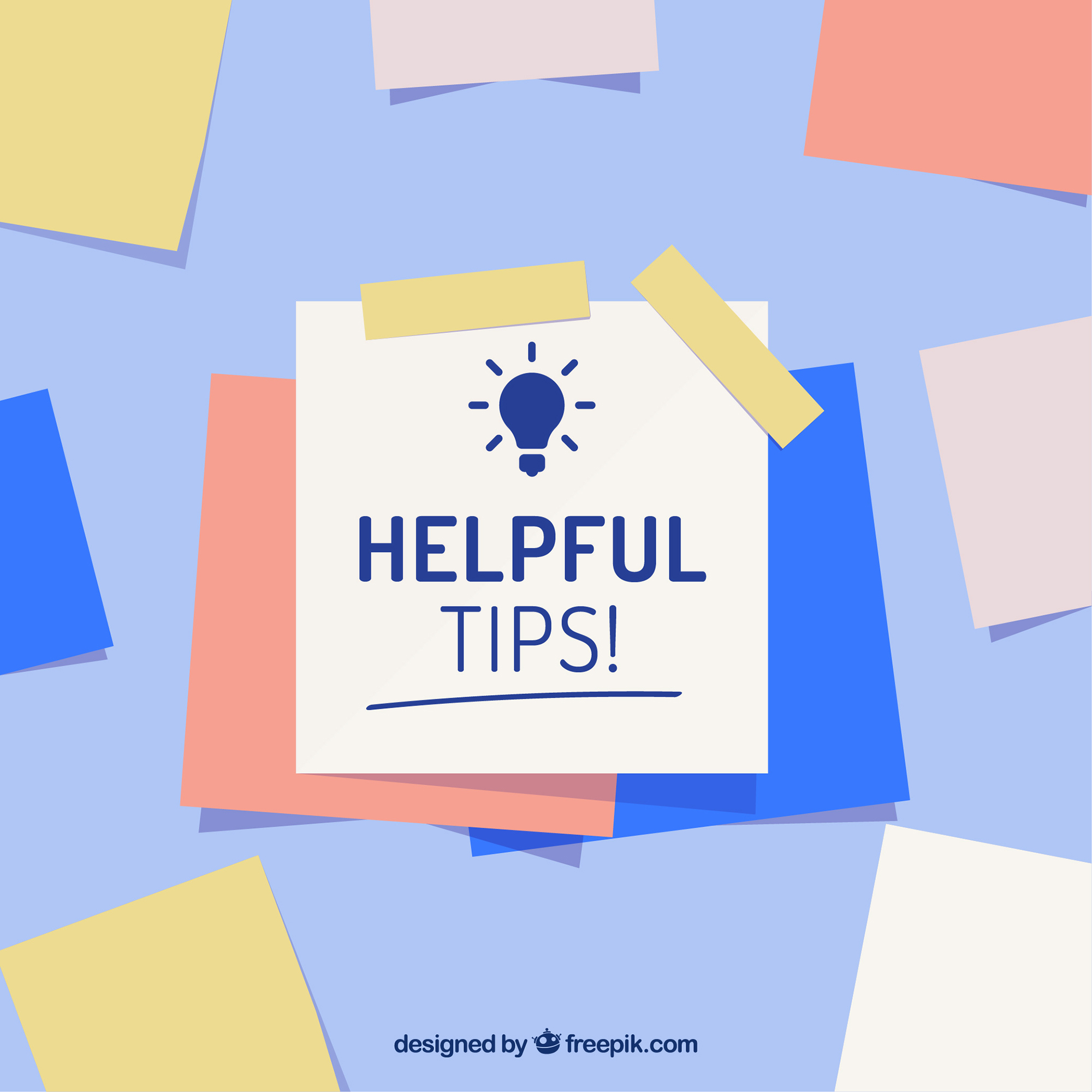 A colorful graphic with sticky notes and a central sign reading “Helpful Tips!”, representing SAT prep advice and strategies.