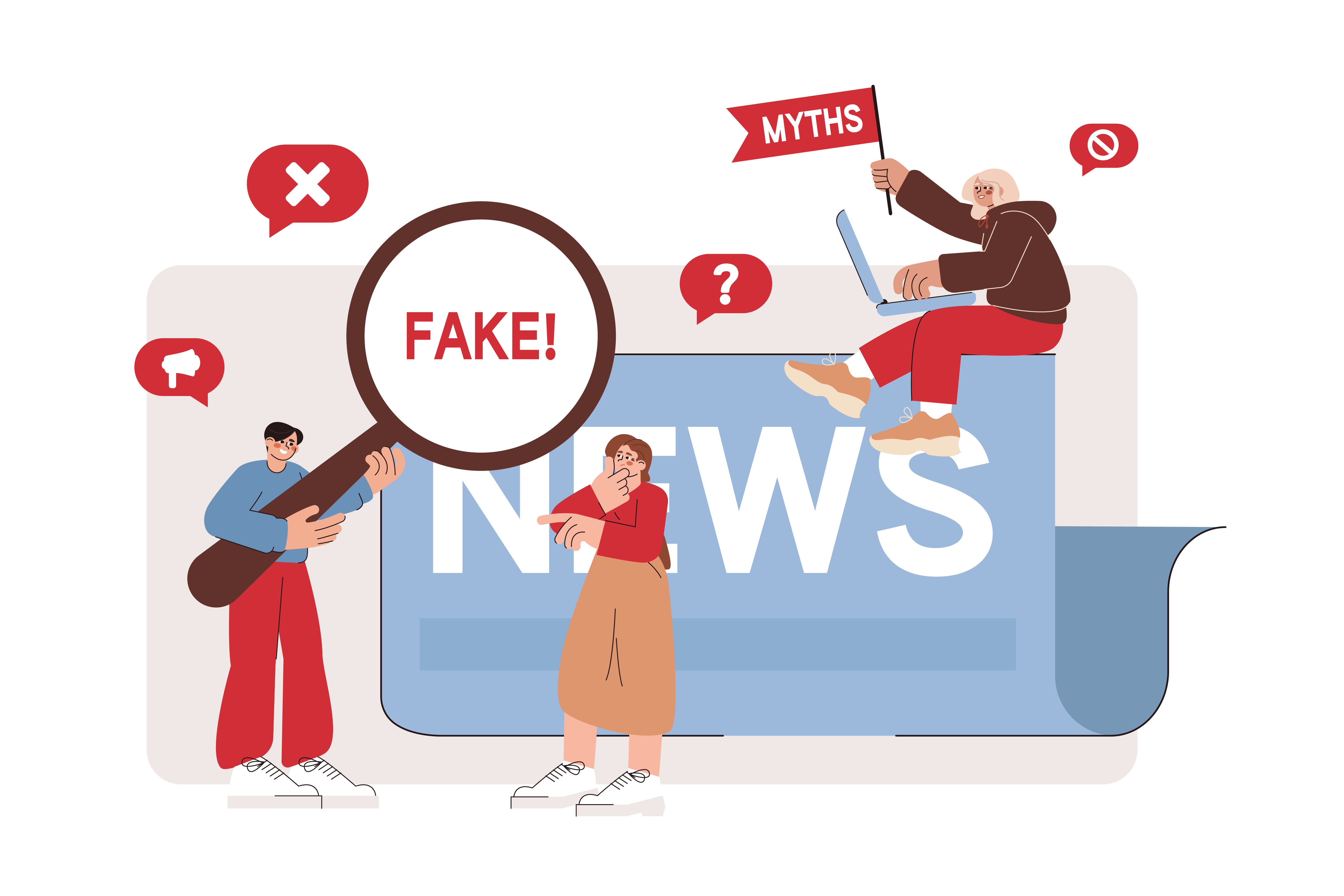 Debunking SAT curve myth with fake news and myths illustration
