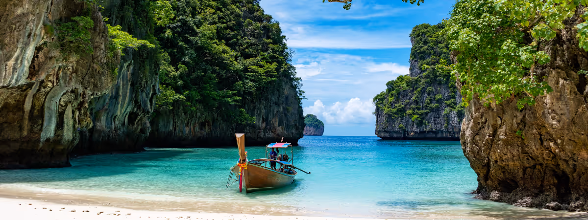 Boat in Loh Samah Bay in Phi Phi Island, Thailand