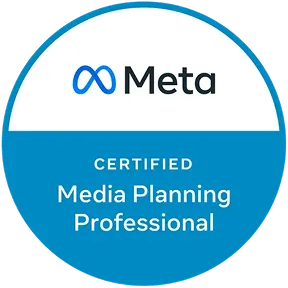 Meta Certified Media Planning Professional badge with Meta logo above the text.