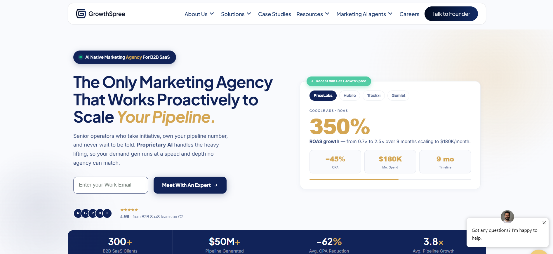 GrowthSpree - homepage visualization