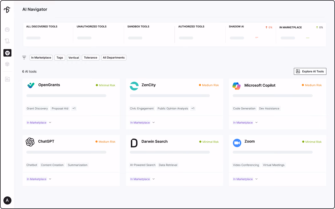 AI Navigator screen of dashboard