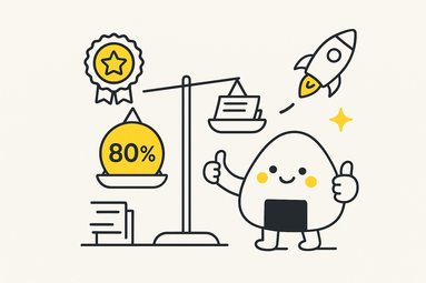 A cheerful onigiri illustrates how you can accelerate your product management promotion