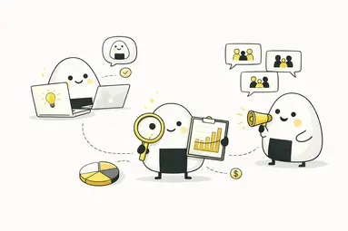 A diverse product management team collaborating on a digital whiteboard to map out market research methods and techniques for a new feature launch.