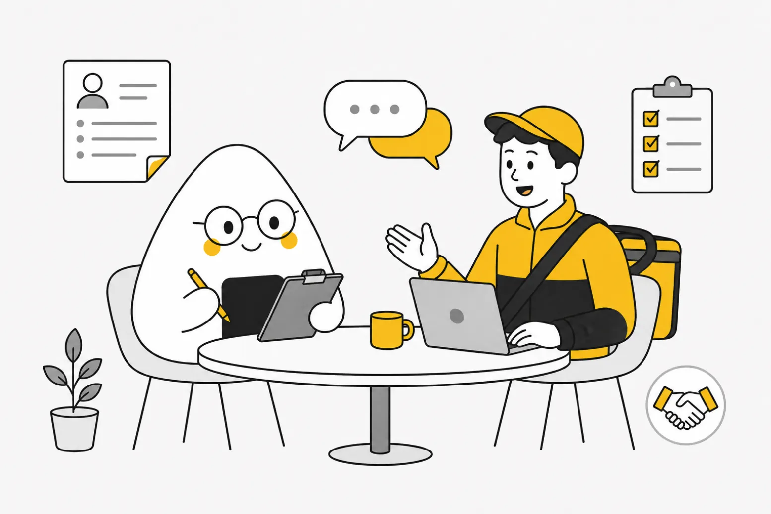 Two professionals in conversation during a product management hiring interview from Product People and Delivery Hero
