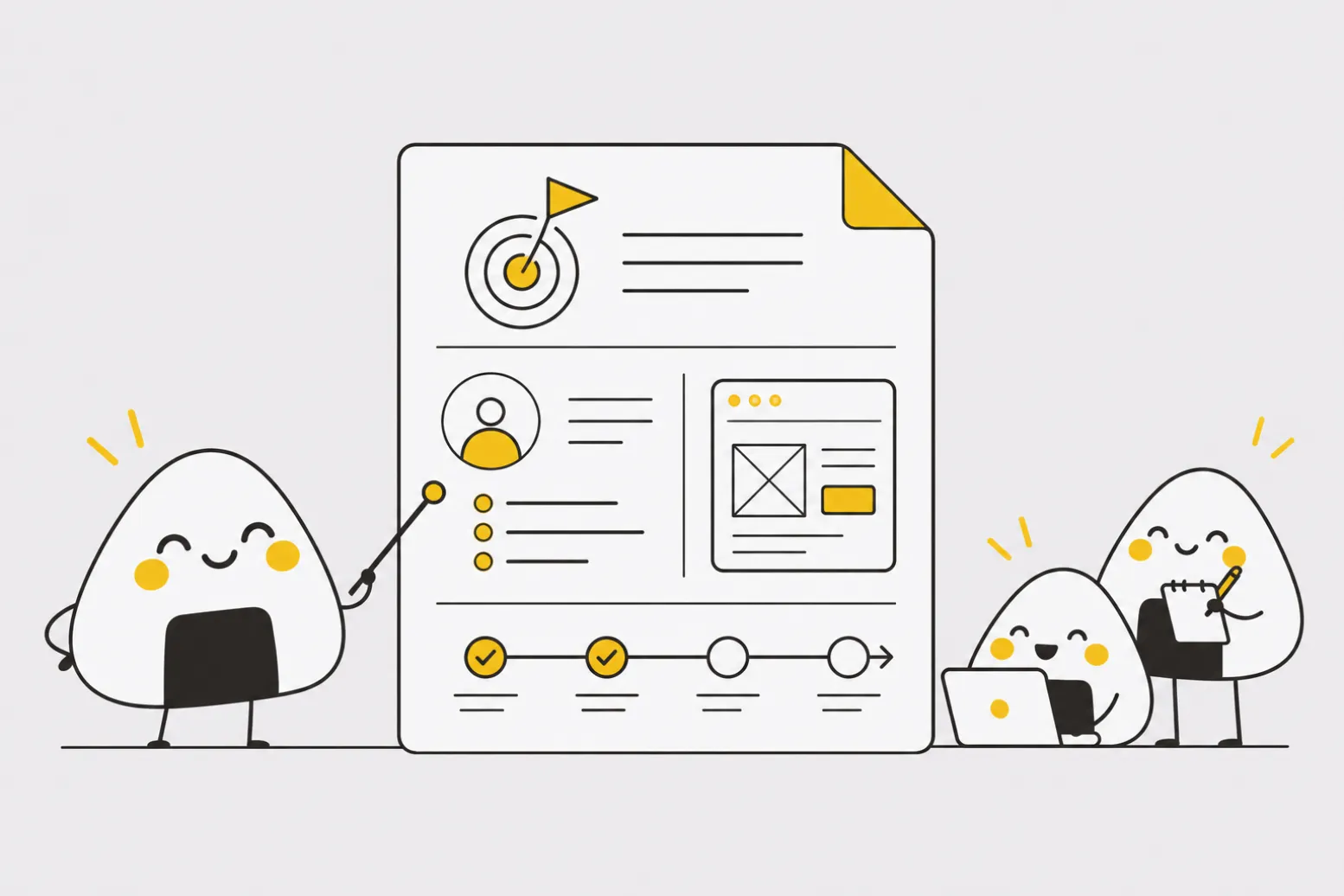 Illustration explaining the meaning of a PRD, a product requirements document
