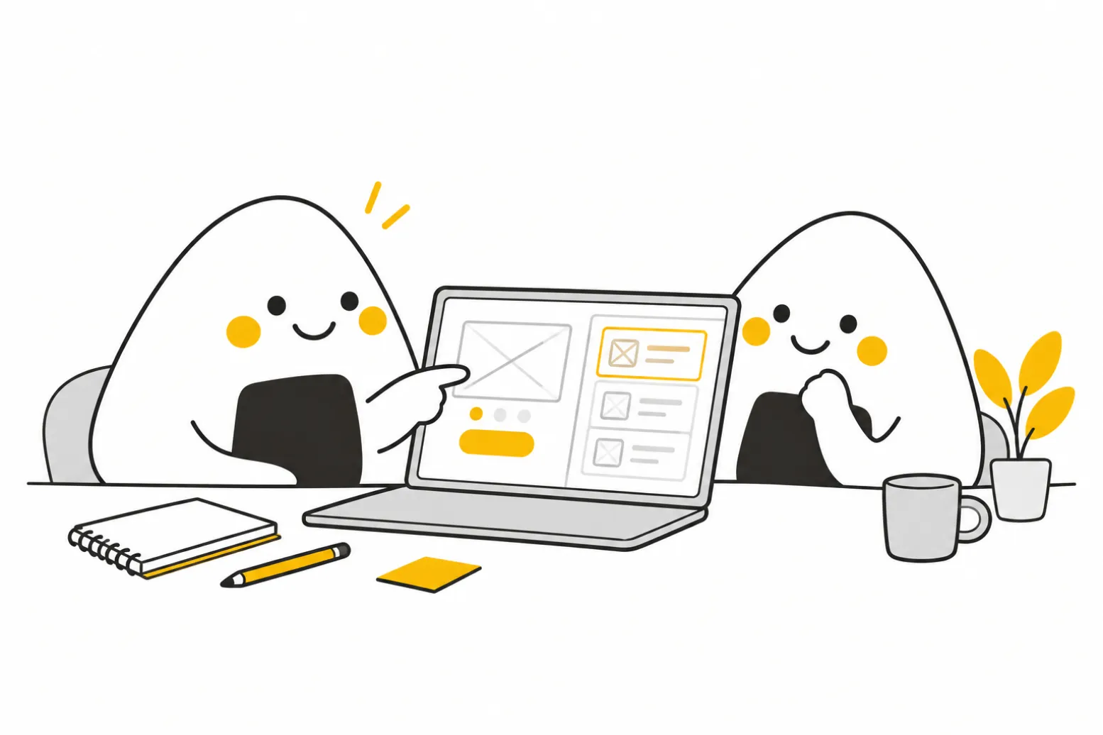 Product manager and teammate testing a clickable prototype on a laptop