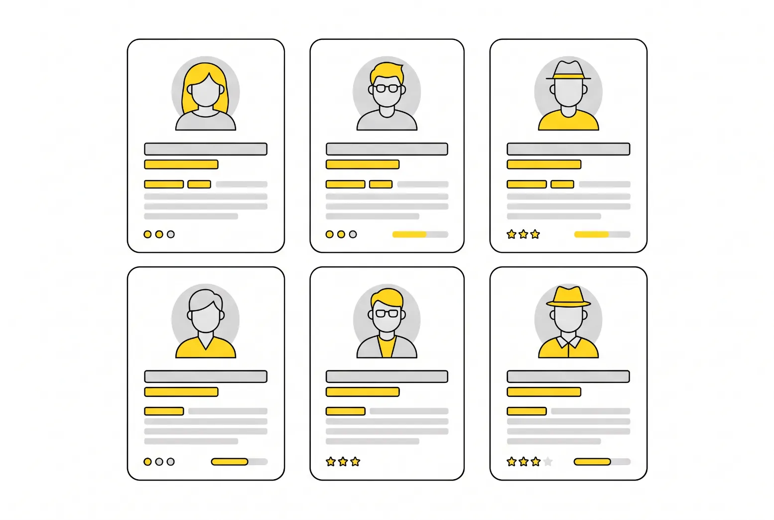 Product team members sorting user persona cards on a whiteboard