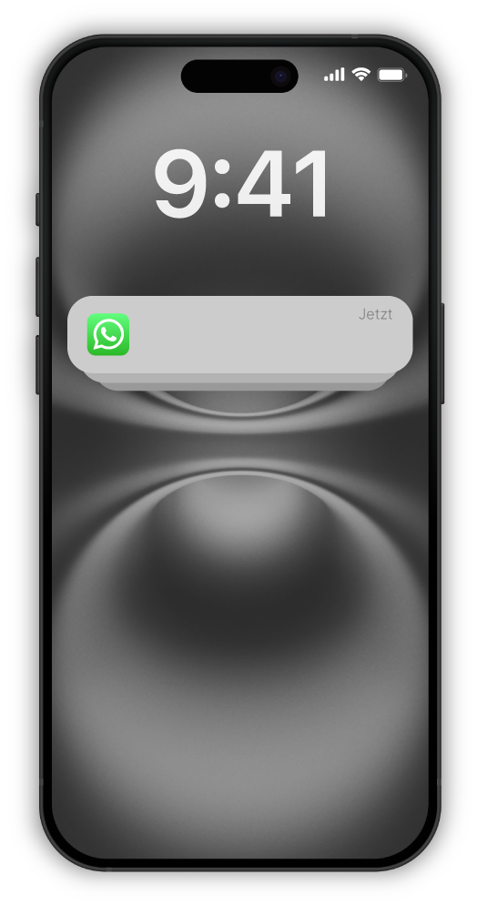 iPhone Mockup in dem eine Nachricht erscheint für eine Terminierung. Verdeutlicht Automatisierung im Alltagsgeschäft.
