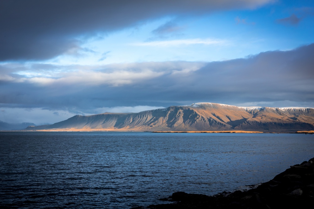 Mount Esja viewed from Reykjavík across Faxaflói Bay