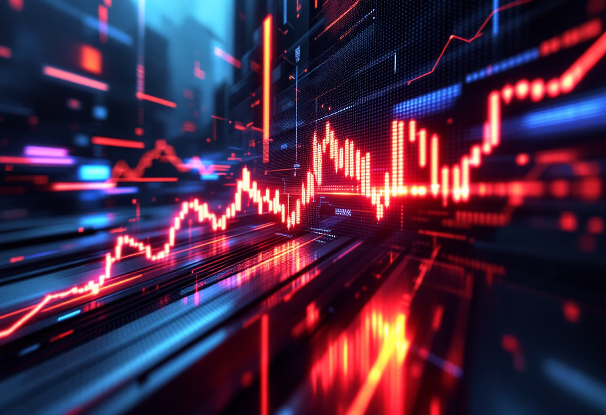 [background image] image of stock market ticker in motion (for a fintech company)