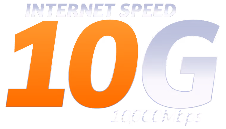 internet speed 10G. 10,000 Megabits per second.