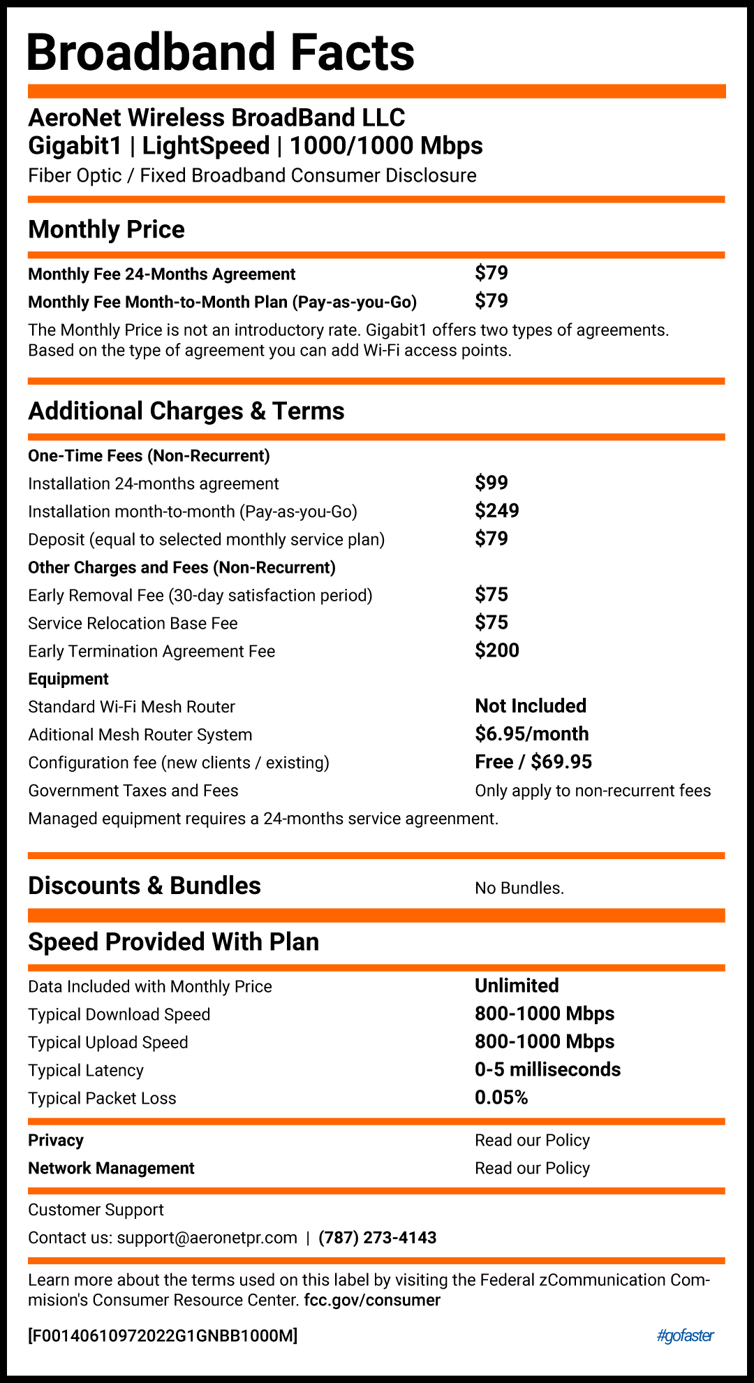 Comparison of internet speeds: 1 Gbps is 87.5x faster than fastest DSL, 100x faster than cable, 23.4x faster than 4G LTE, and 5x faster than 5G.