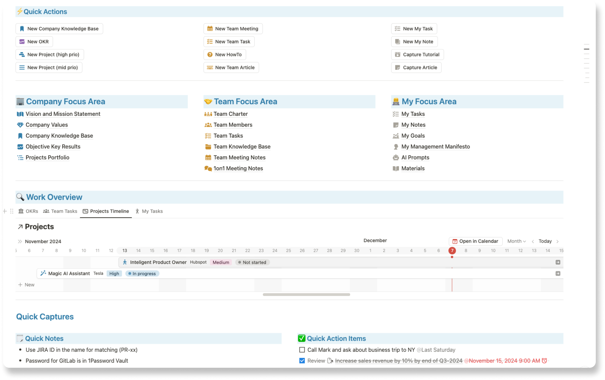 Second Brain Notion Template Dashboard