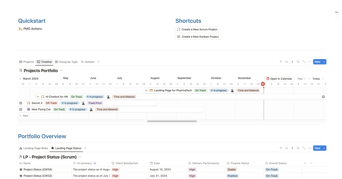Ultimate Project Management Office (PMO) - Notion Template - Dashboard