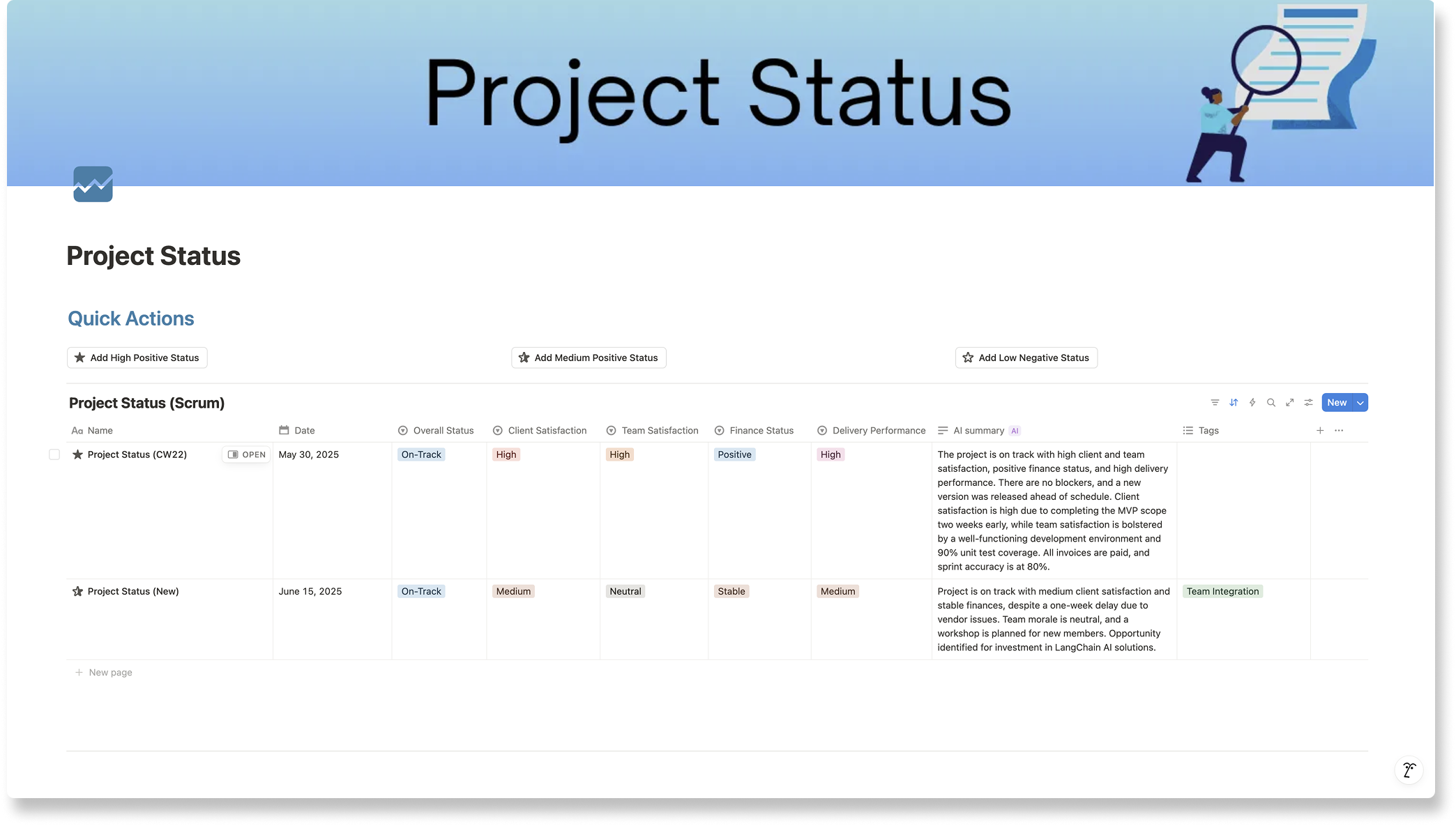 Second Brain - Project Status Notion Template
