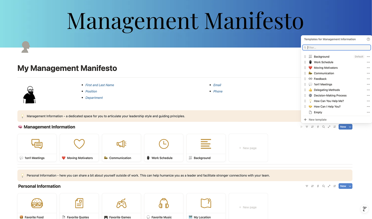 Second Brain Notion Template - Management Manifesto