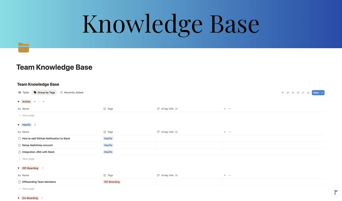 Second Brain Notion Template - Knowledge Base