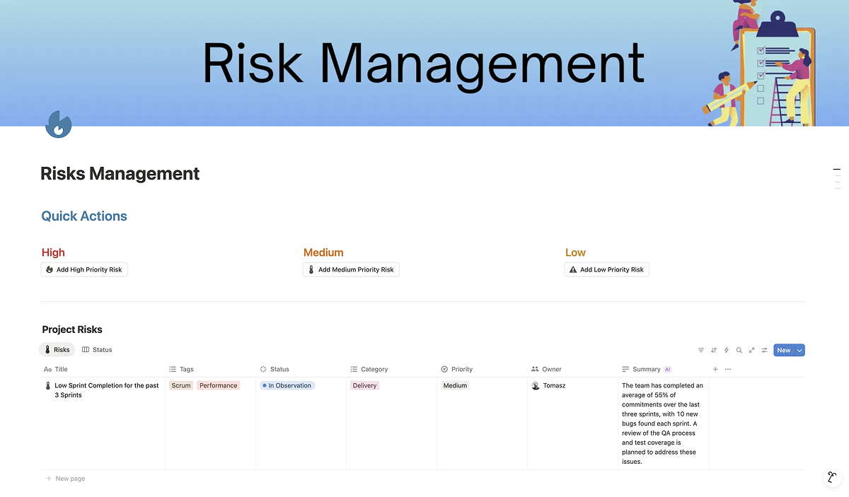 Second Brain Notion Template - Risk Management