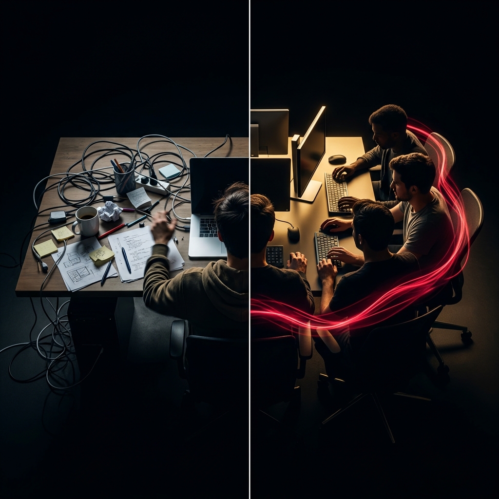 Freelancer workspace versus organized agency team environment