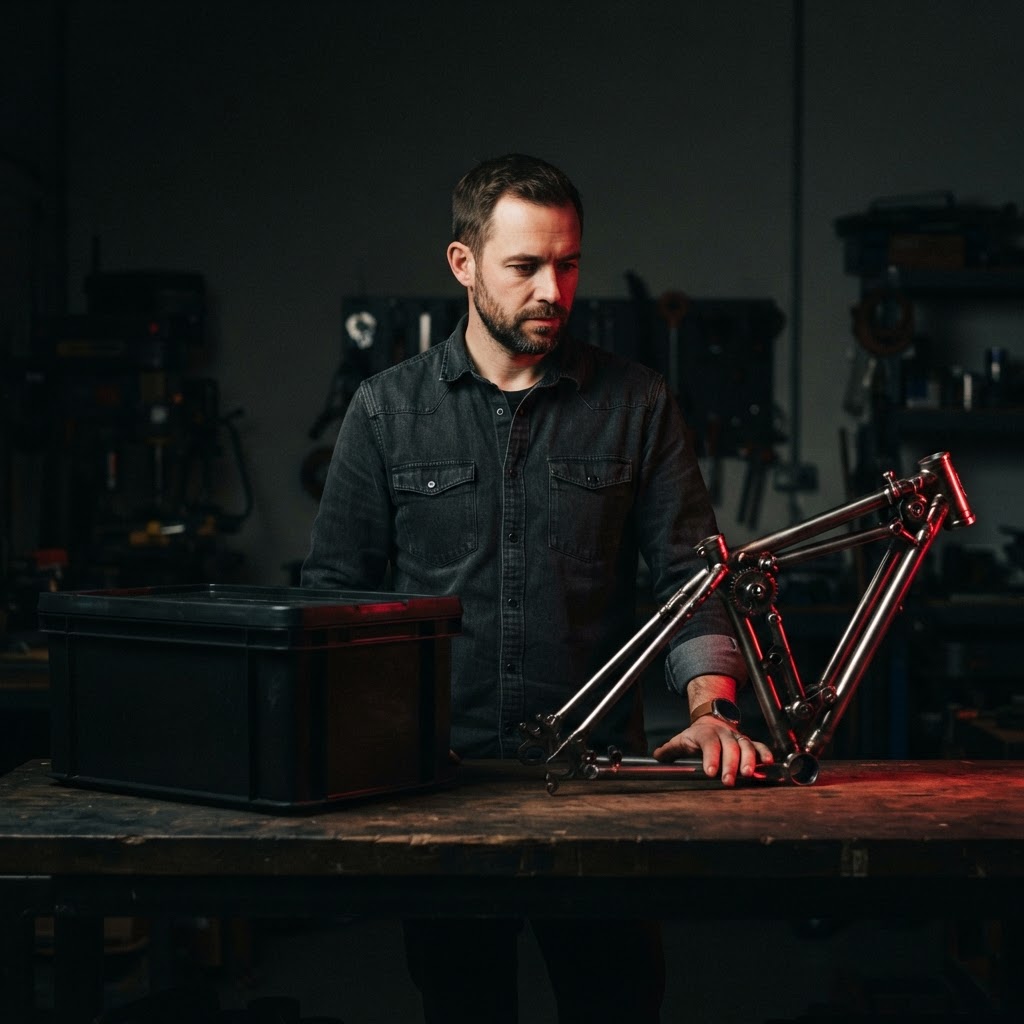 A founder choosing between a mass produced container and a bespoke metal frame