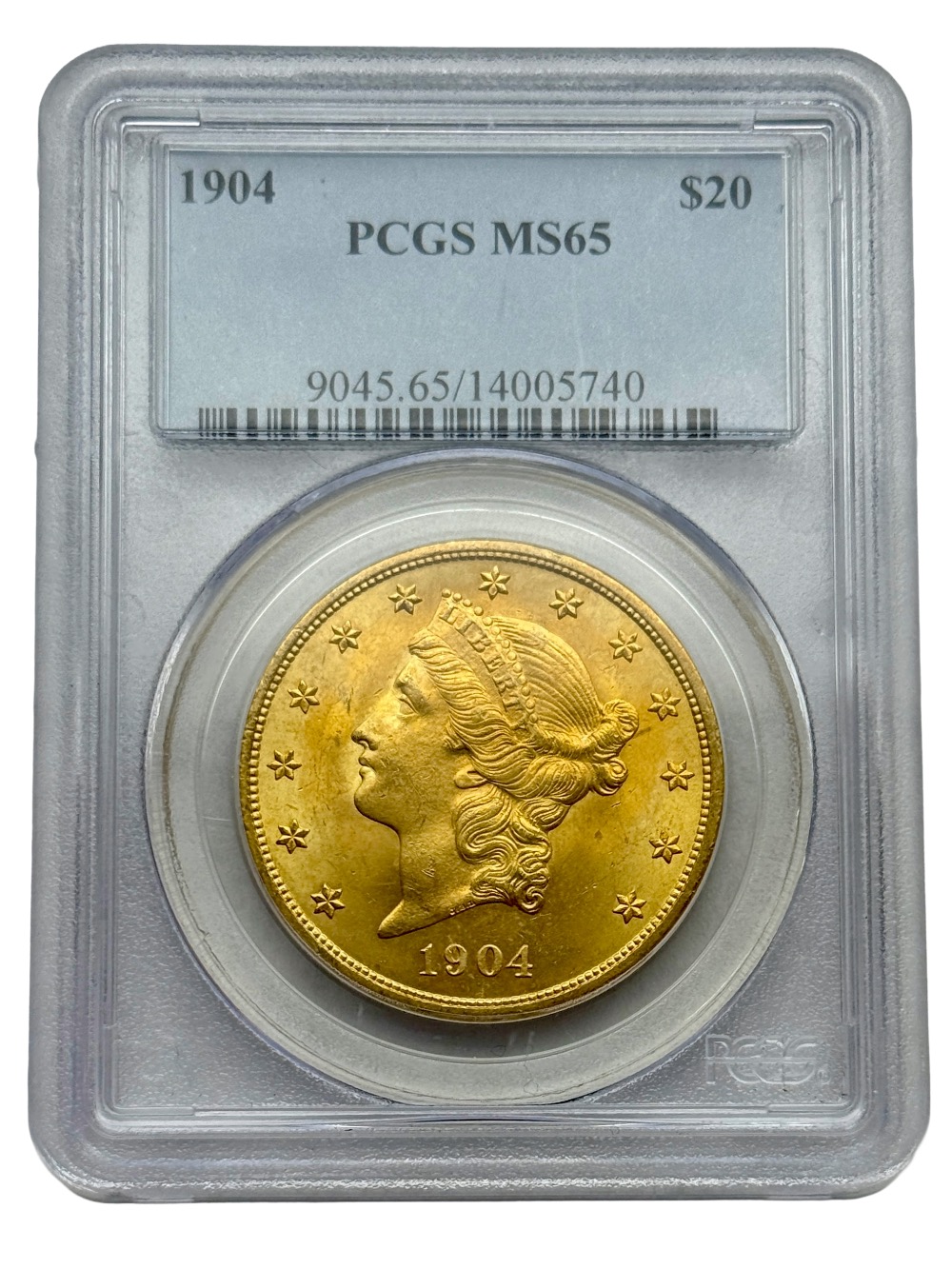 1904 $20 Liberty Head Gold Coin, PCGS MS65, Double Eagle US Type